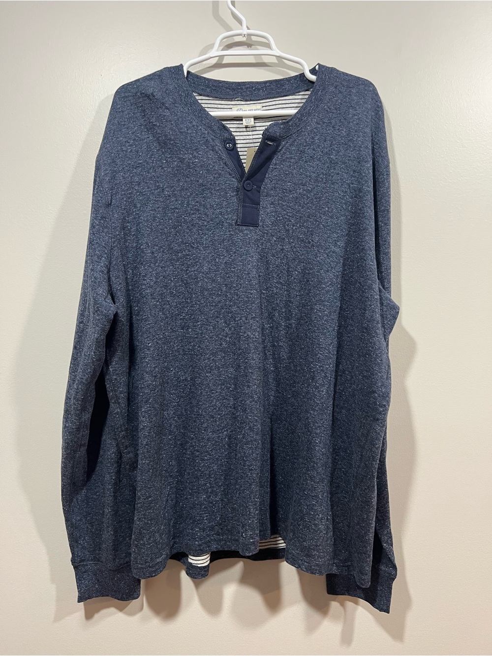 J. Crew Men's Navy Double Knit Henley Long-Sleeve Shirt XXL